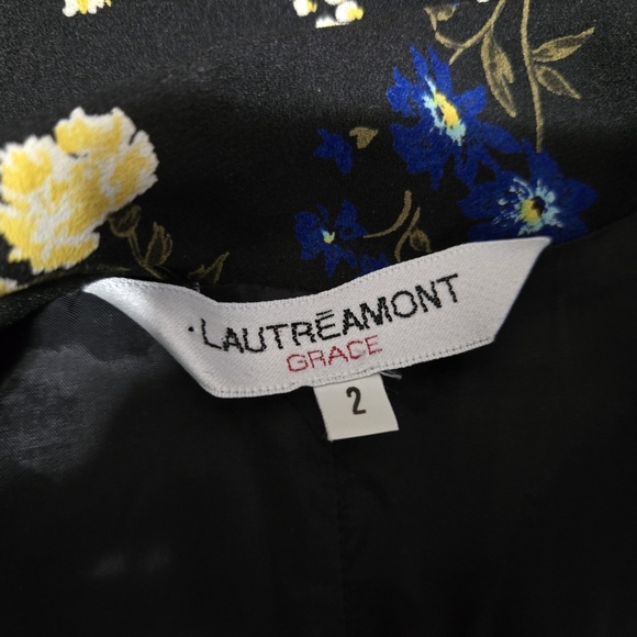 LAUTREAMONT Black Floral Black Long Sleeve Maxi Dress. Size 2 - Picture 8 of 12
